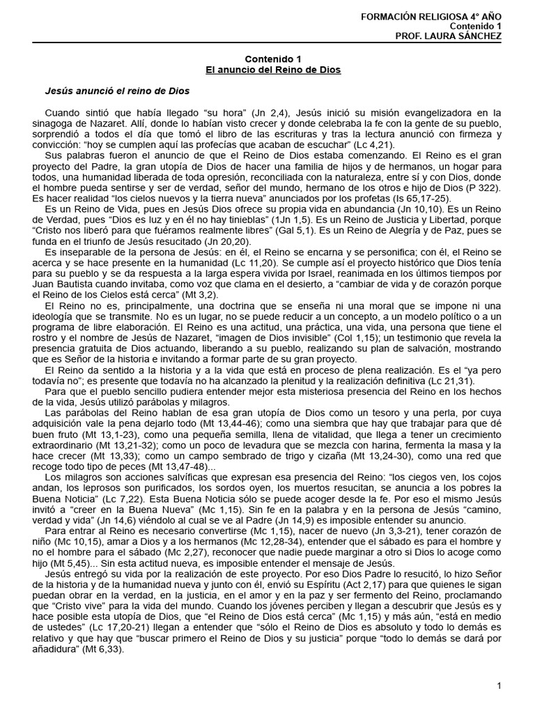 C1 El Anuncio Del Reino de Dios | PDF | Jesús | Bienaventuranzas