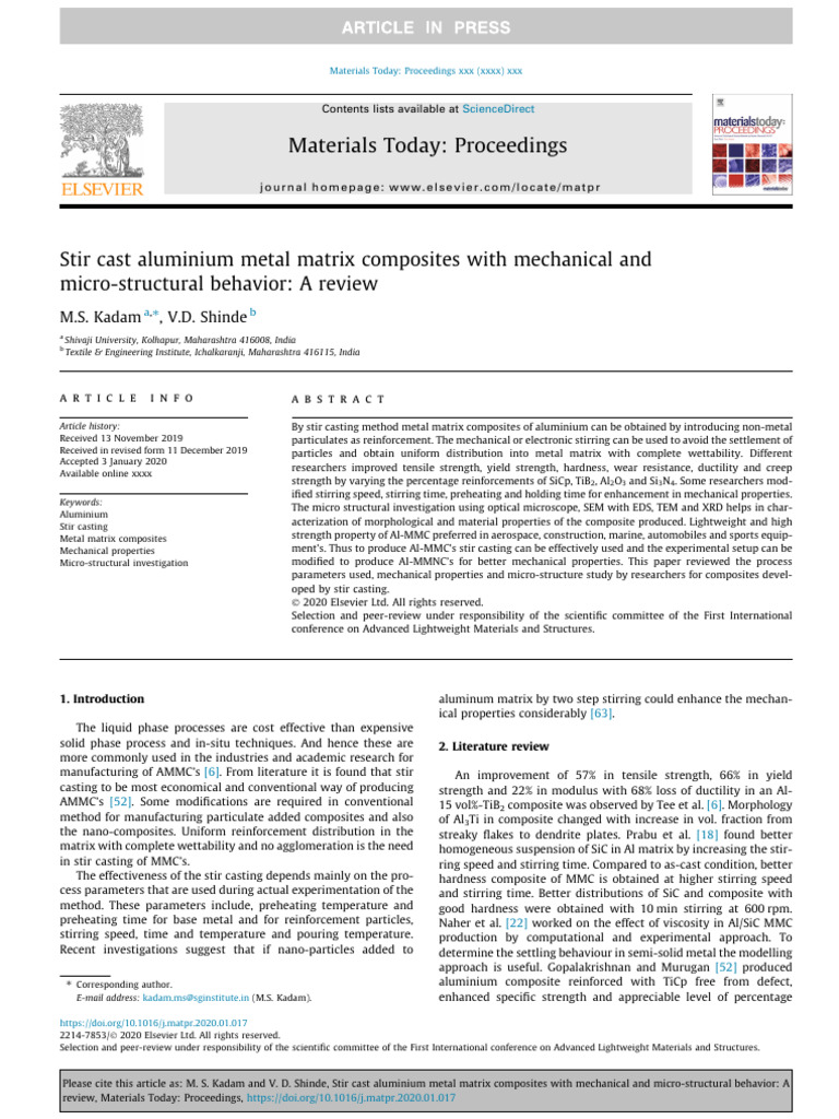 10 1016@j Matpr 2020 01 017 | PDF | Composite Material | Strength Of ...