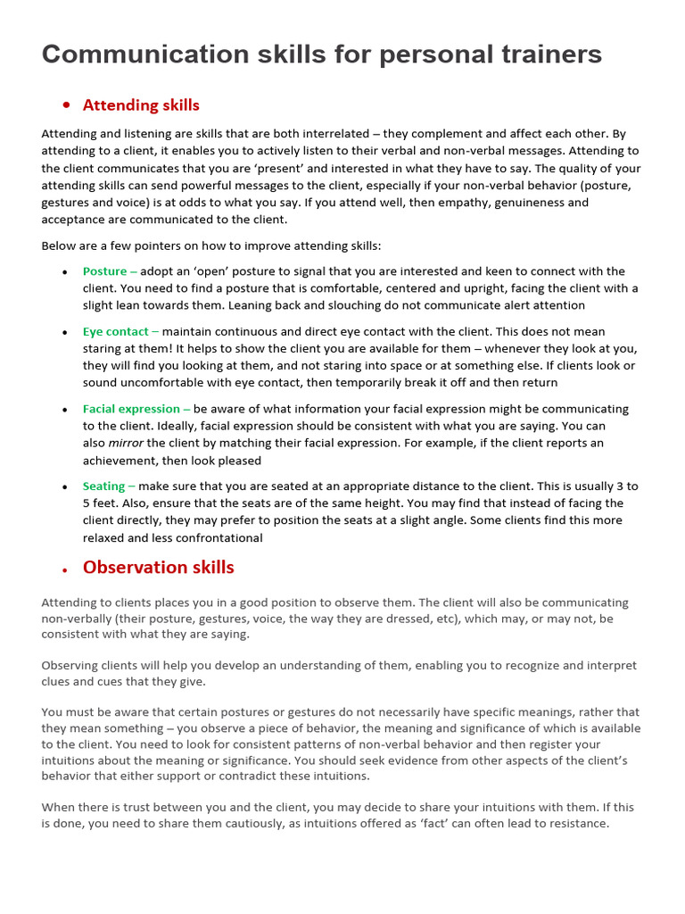 Essential Communication Skills for Trainers | PDF | Nonverbal ...