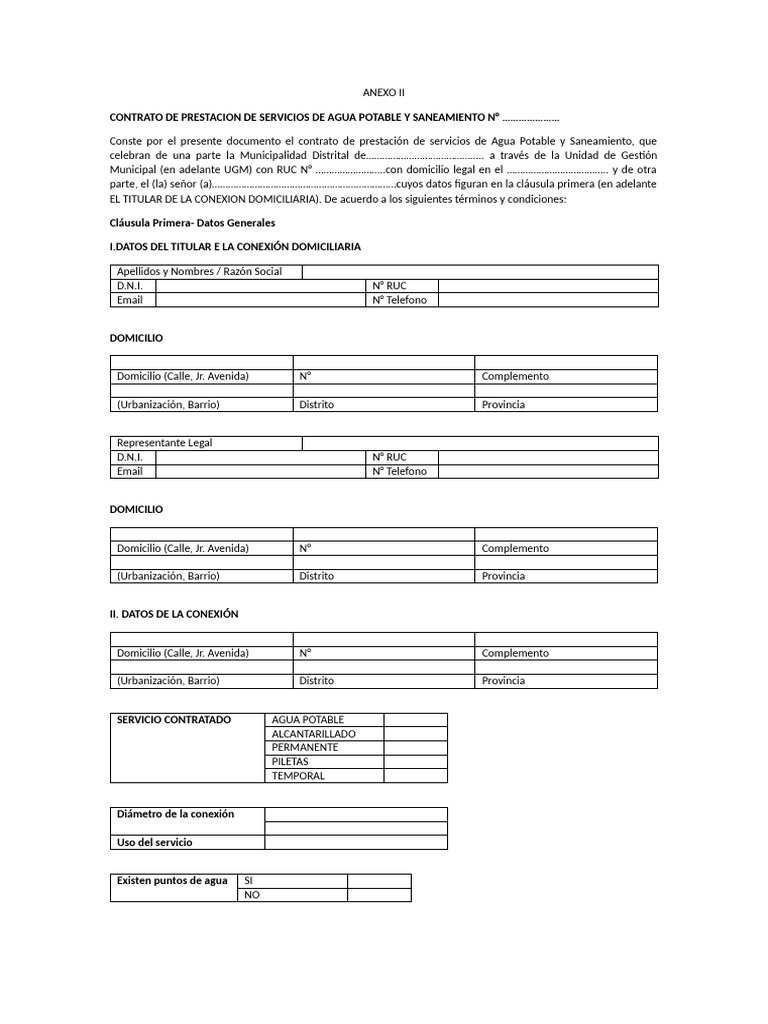 Contrato de Servicios de Agua y Saneamiento | PDF | Alcantarillado | Agua