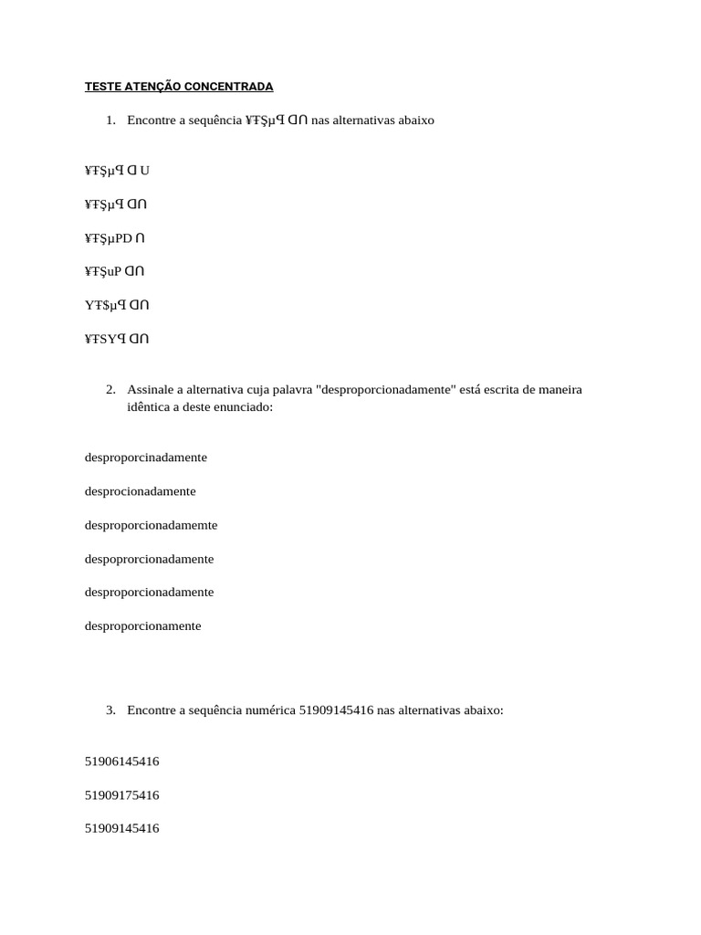 Teste de Atenção Concentrada | PDF