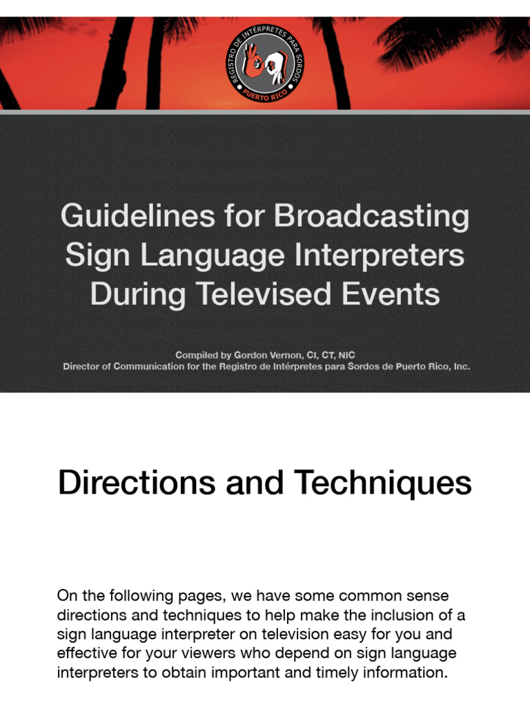 Sign Language Interpreter Guidelines for TV | PDF | Sign Language ...