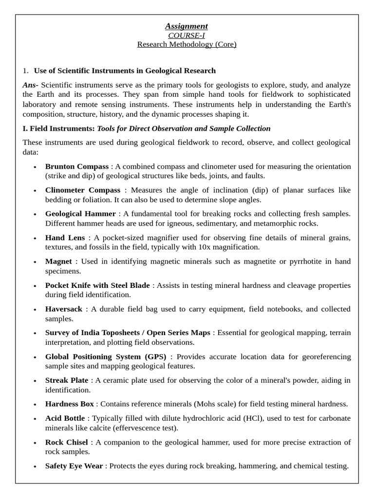 Essential Geological Research Instruments | PDF | Geology | Minerals