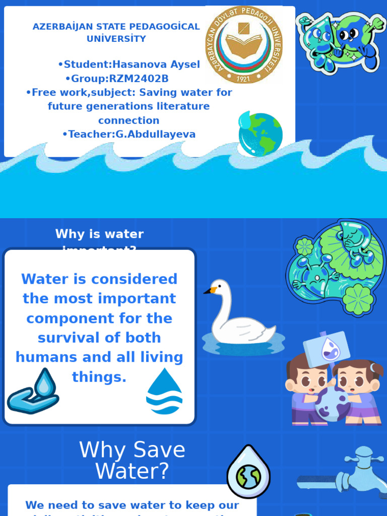Blue and Green Illustrative How To Save Water Presentation - 20250329 ...