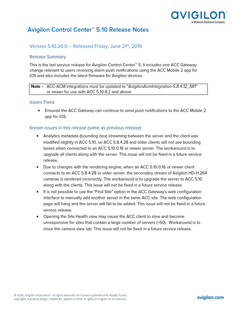 Avigilon Control Center 5.10 Release Notes | PDF | License | World Wide Web