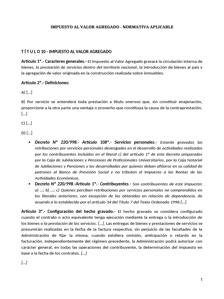 Normativa del Impuesto al Valor Agregado | PDF | Impuestos | Liquidación