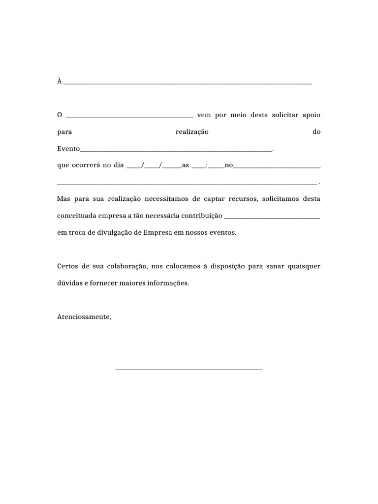 Solicitação de Apoio para Evento | PDF