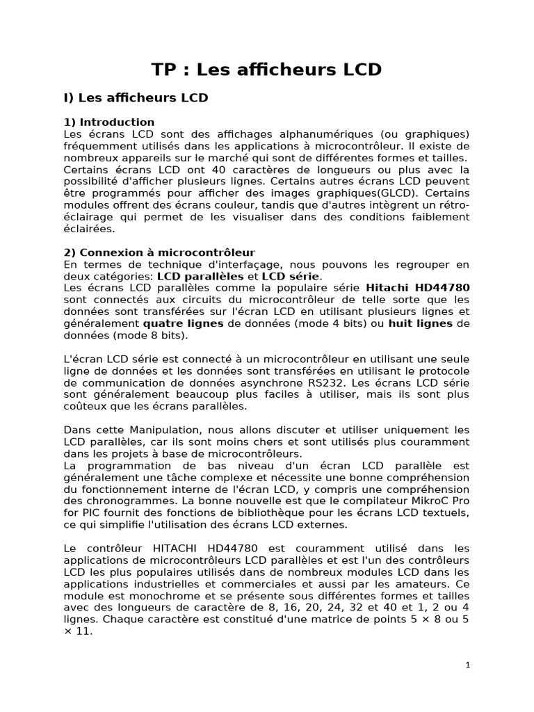 Afficheurs LCD Guide et Programmation PDF Écran à cristaux — free download