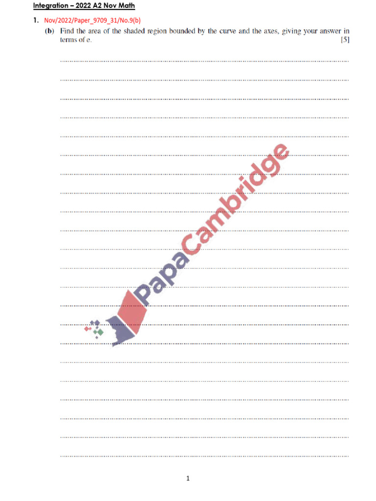 Integration 2022 A2 Nov Math 1 | PDF