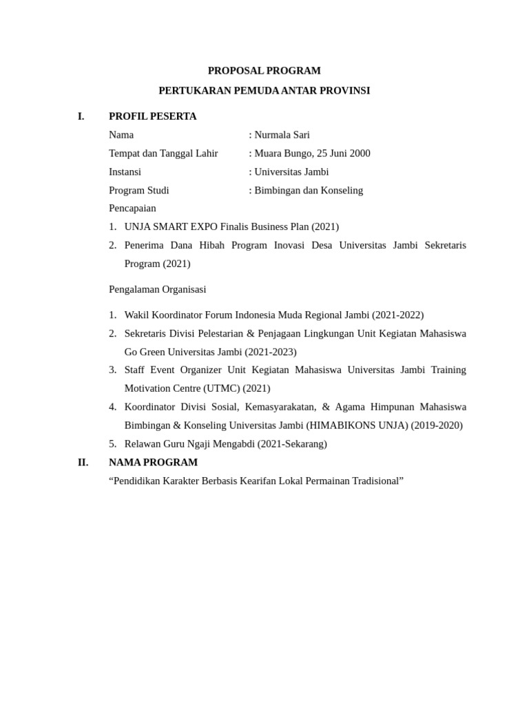 Proposal Program Nurmala Sari | PDF