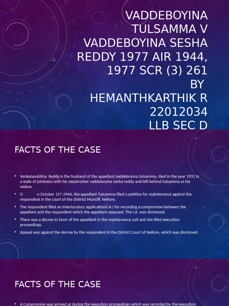 Tulasamma v. Sesha Reddy: Property Rights Case | PDF | Lawsuit | Property