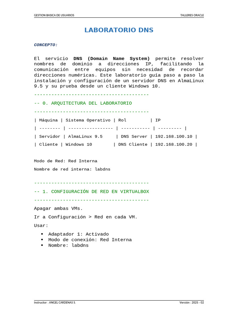 Leccion 01 - Laboratorio DNS | PDF | sistema de nombres de dominio ...