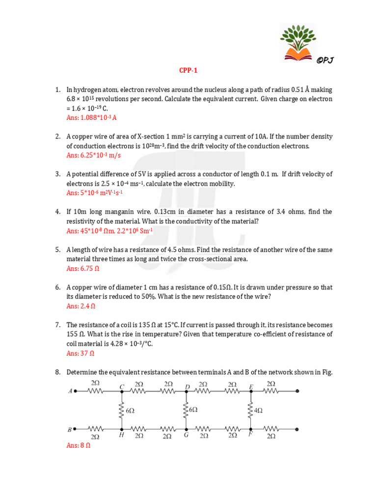 Electrical Resistance and Current Calculations | PDF | Electrical ...