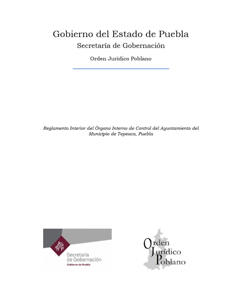 Reglamento del Órgano Interno de Control Tepeaca | PDF | Gobierno local ...