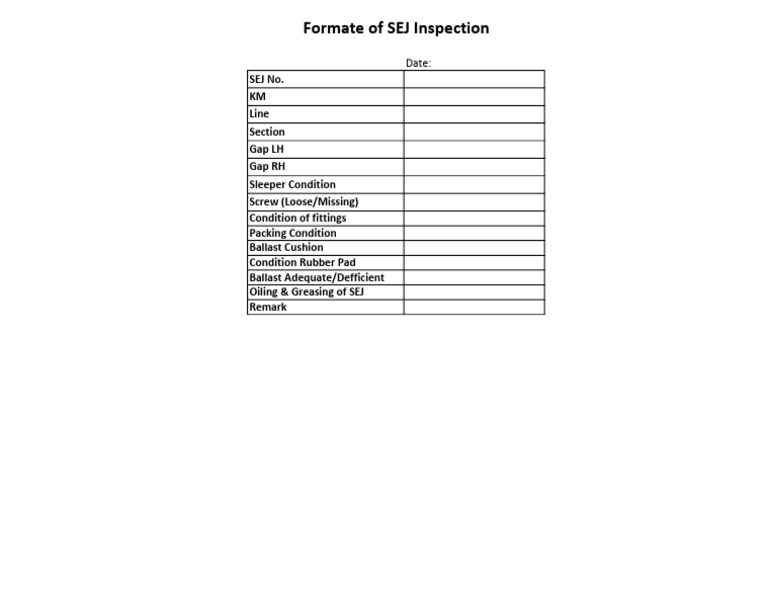 SEJ Inspection Report Format | PDF
