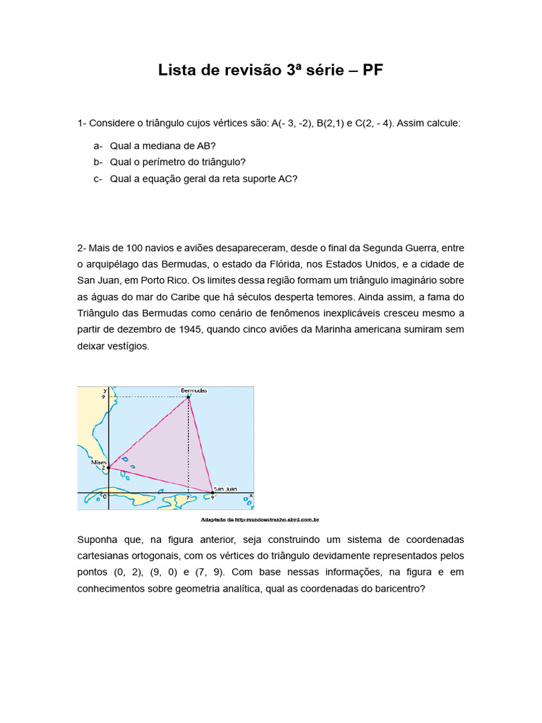 Revisão de Matemática 3ª Série: Geometria e Polinômios | PDF | Círculo ...