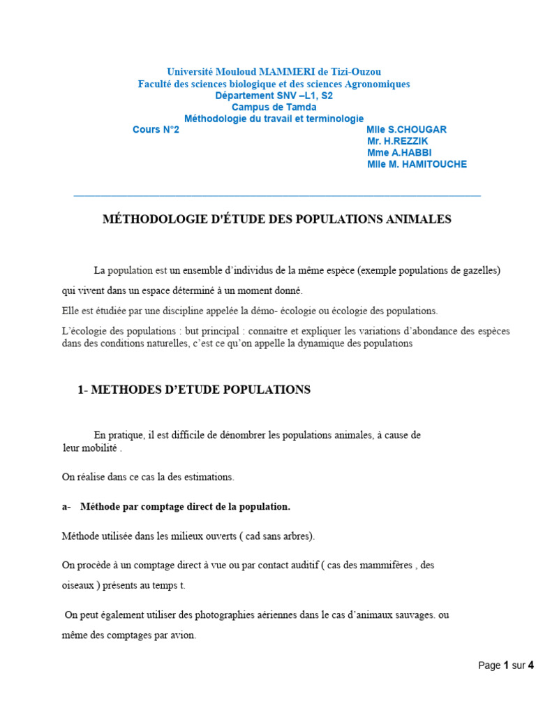Méthodologie d'étude des populations animales | PDF | Braconnage ...