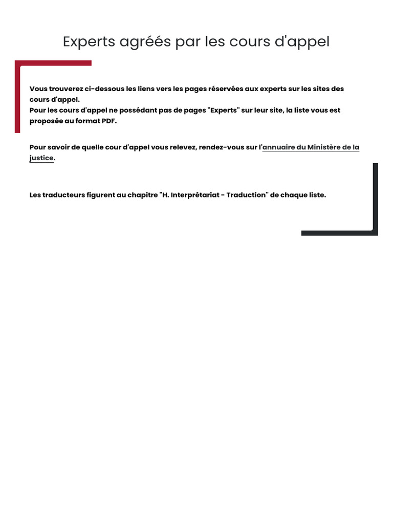 Liste des experts des cours d'appel | PDF | France | Organisations légales