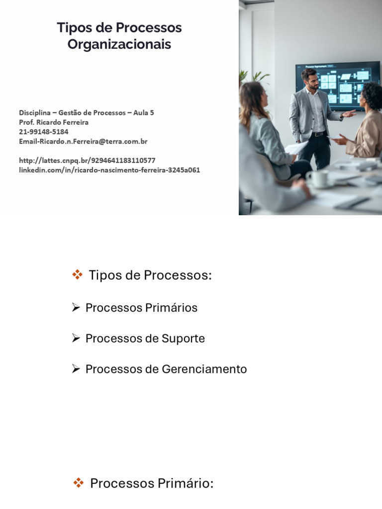 Tipos de Processos Organizacionais | PDF | Processo de negócios | Business