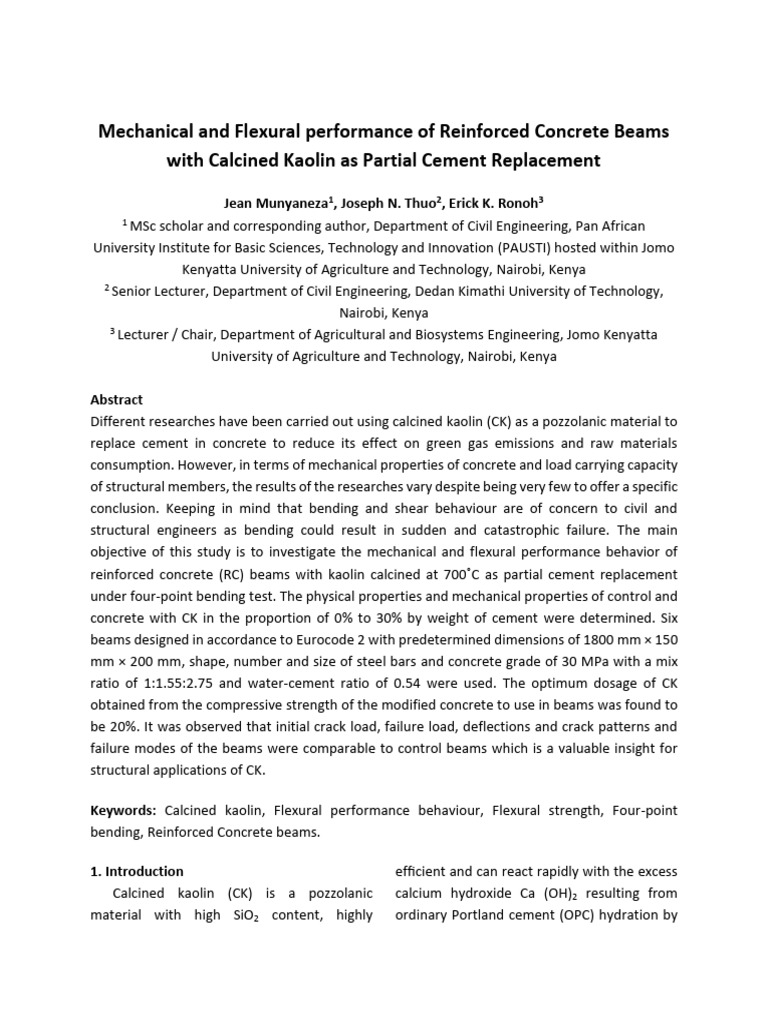 Flexural Performance of CK Concrete Beams | PDF | Concrete | Beam ...