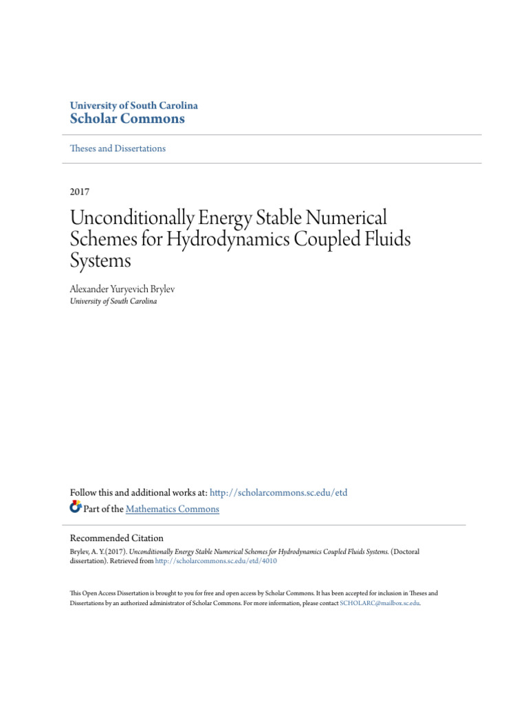 Energy Stable Numerical Schemes for Fluids | PDF | Applied And ...