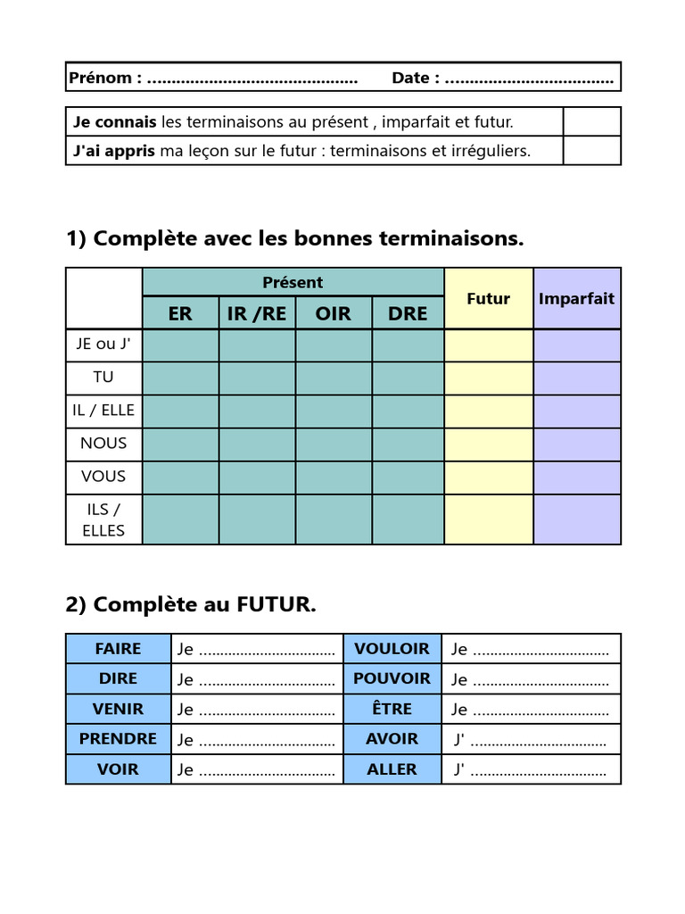 Terminaisons des verbes en français | PDF