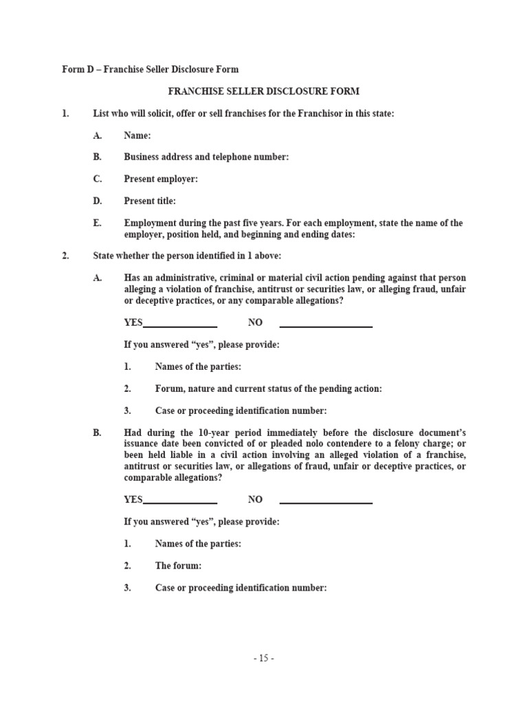 Franchise Seller Disclosure Guidelines | PDF | Franchising | Private Law