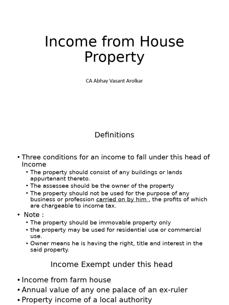 Income From House Property | PDF | Tax Deduction | Income