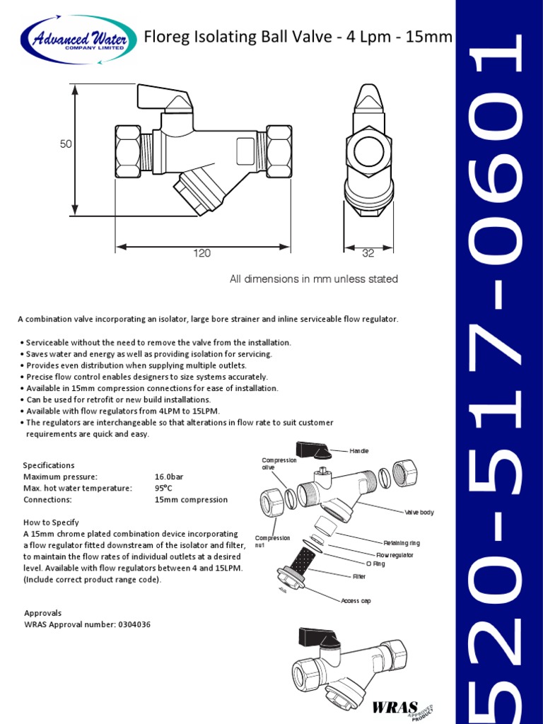 15mm Floreg Isolating Ball Valve | PDF