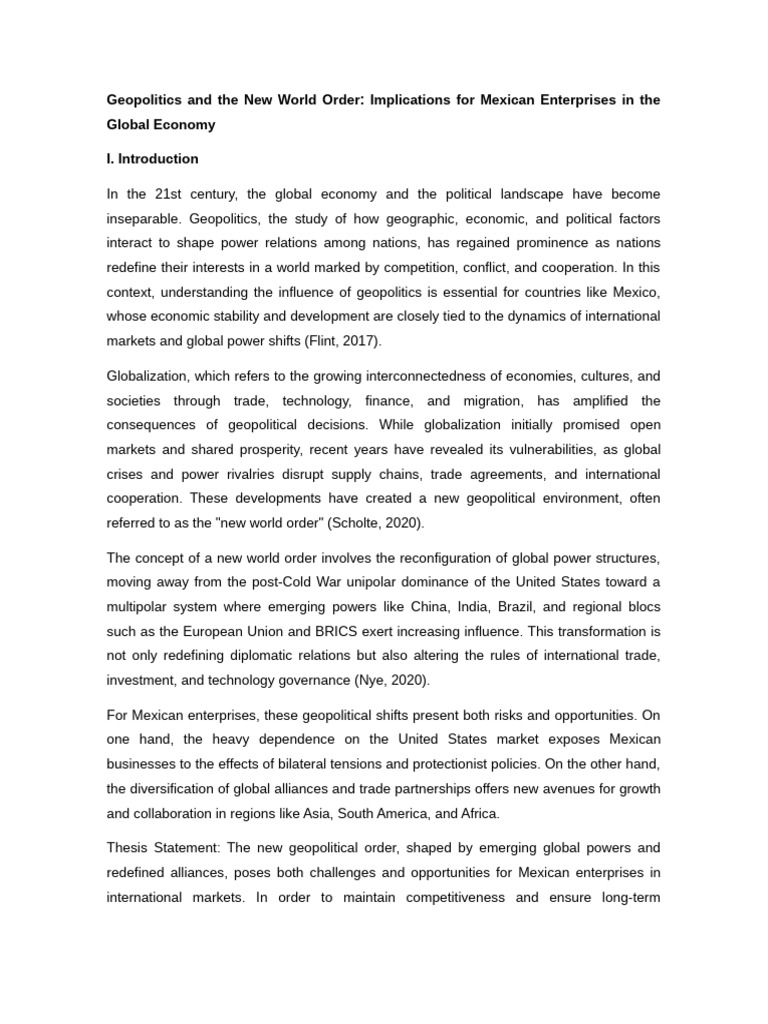 Geopolitics and The New World Order | PDF | Mexico | New World Order ...