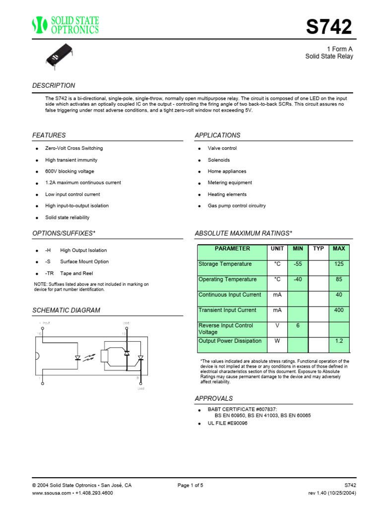 Description: 1 Form A Solid State Relay | PDF | Electric Power ...