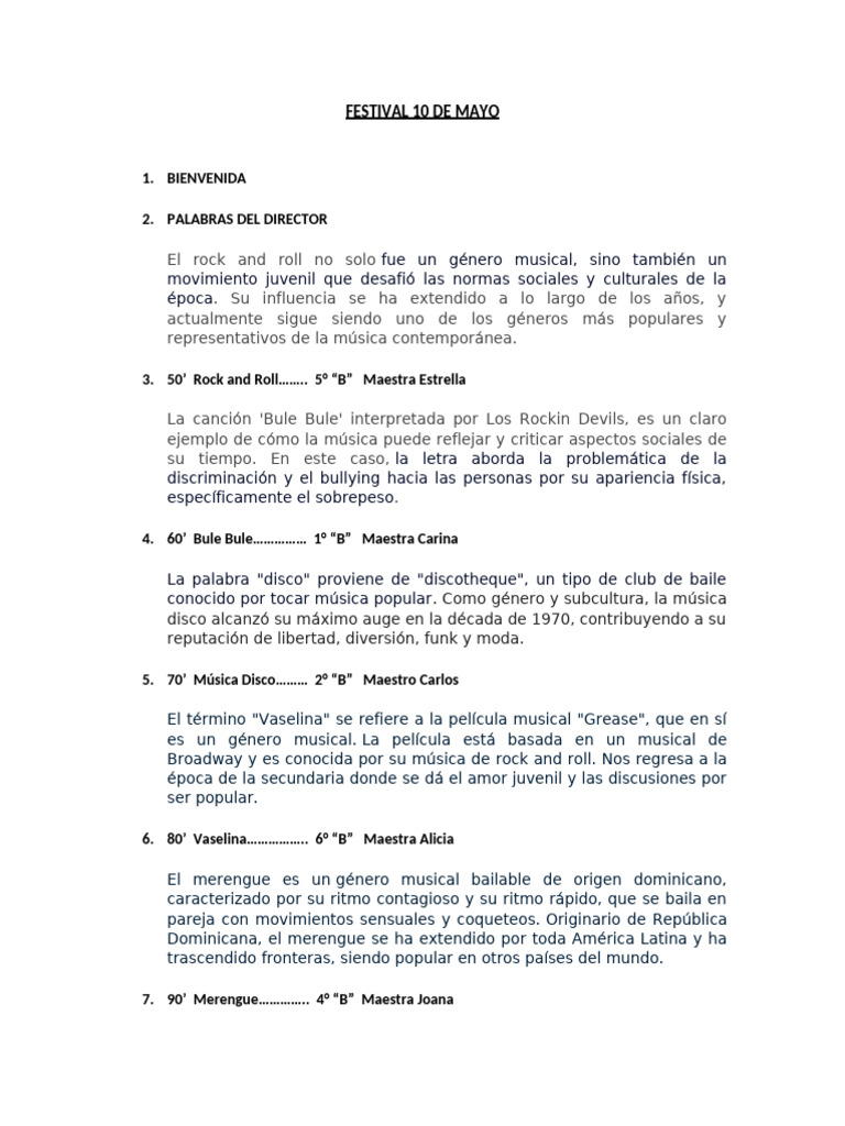Programa 10 de Mayo | PDF