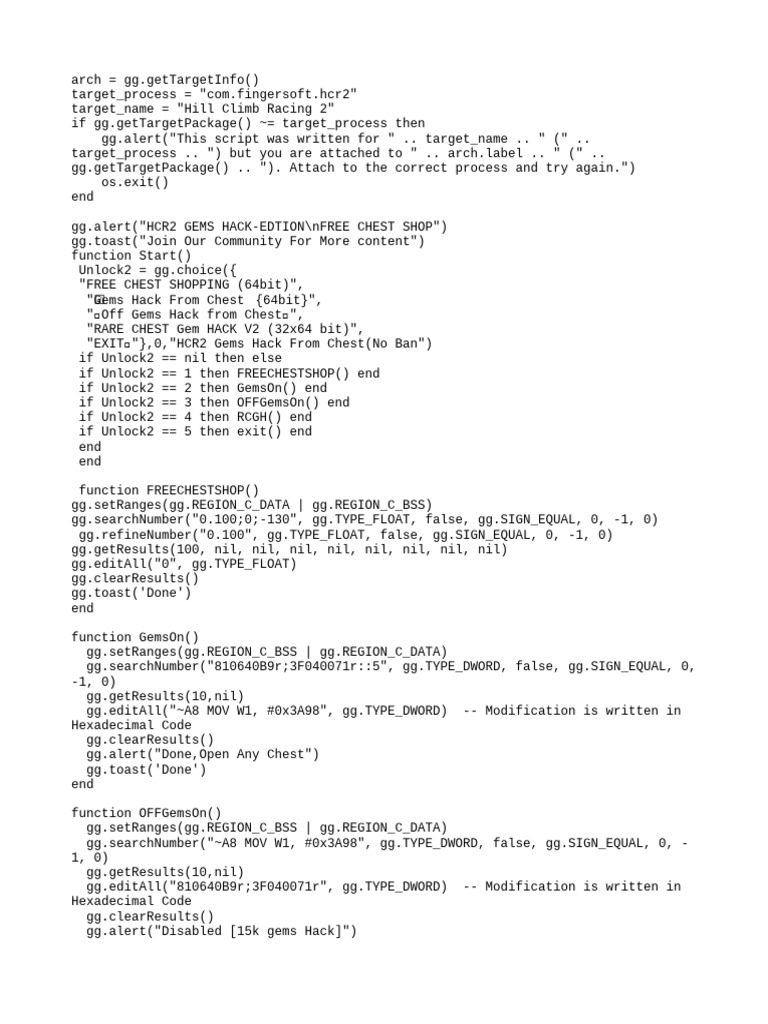 HCR2 Gems Hack Script Guide | PDF | Computer Programming
