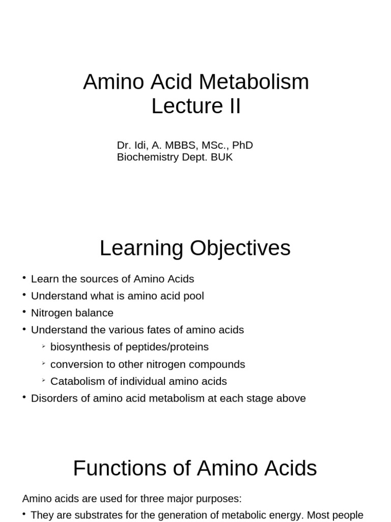 Amino Acid Metabolism | PDF | Transaminase | Biosynthesis