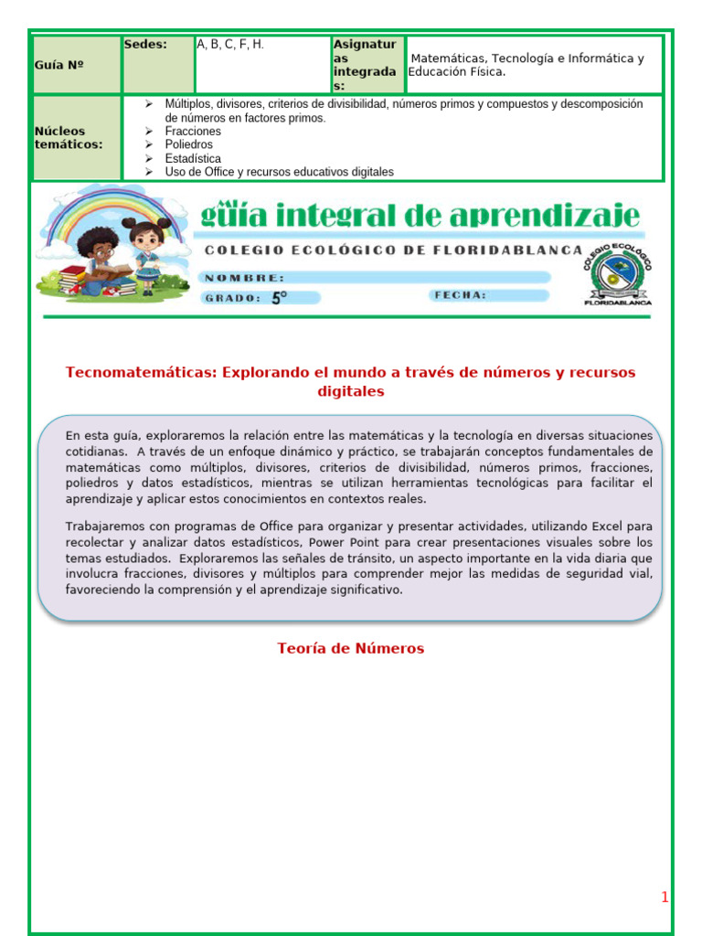 Matemáticas, Tecnología e Informática y Ed. Física 5° Período I-2 | PDF ...