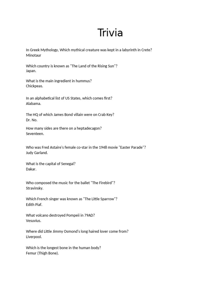Trivia 6 | PDF