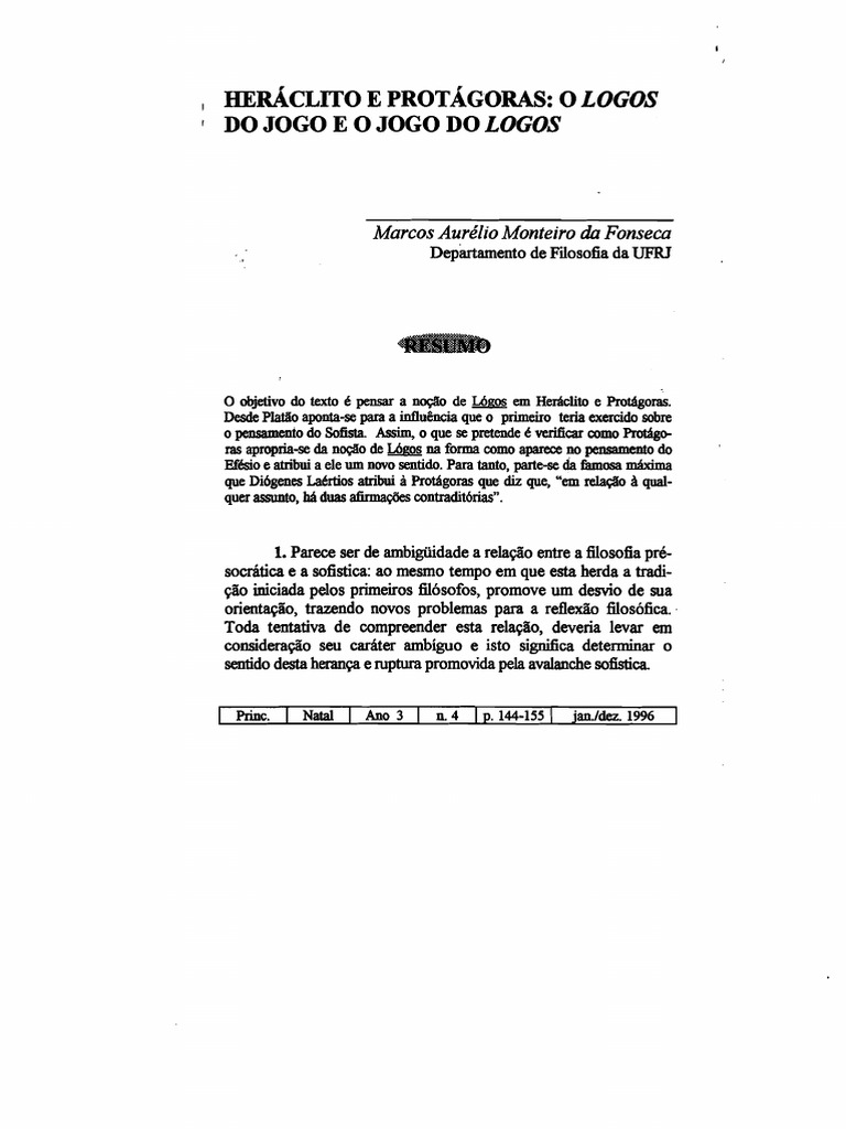 Logos em Heraclito e Protagoras | PDF | Logotipos | Discurso