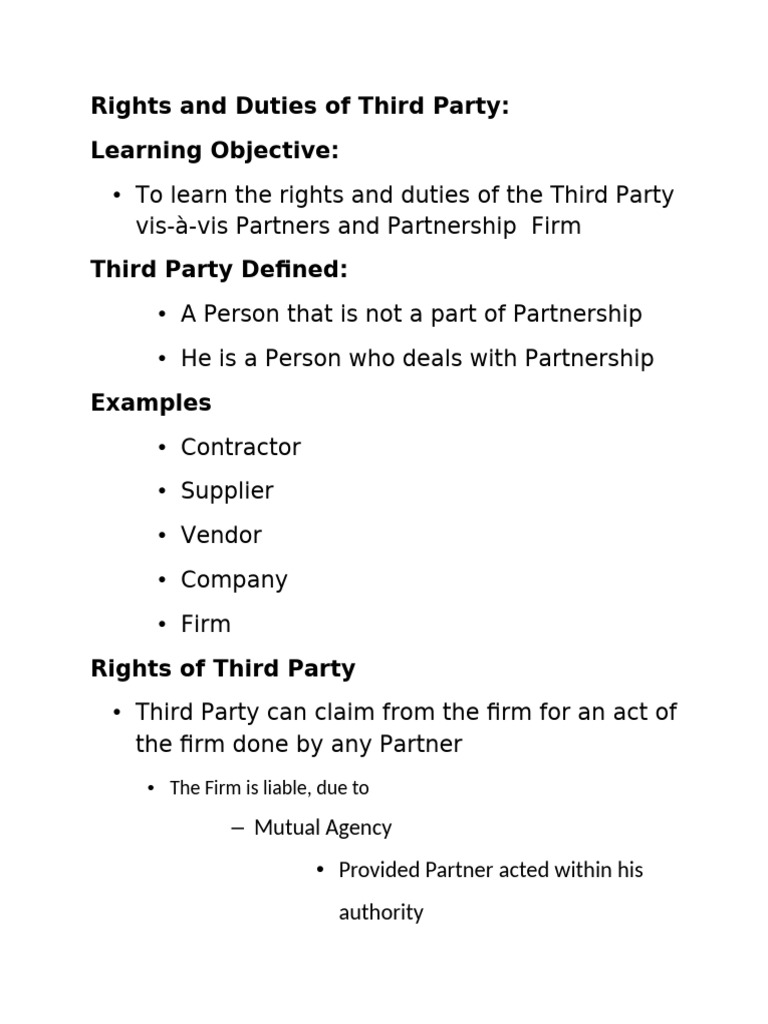 Third Party Rights in Partnerships | PDF | Legal Liability | Indemnity