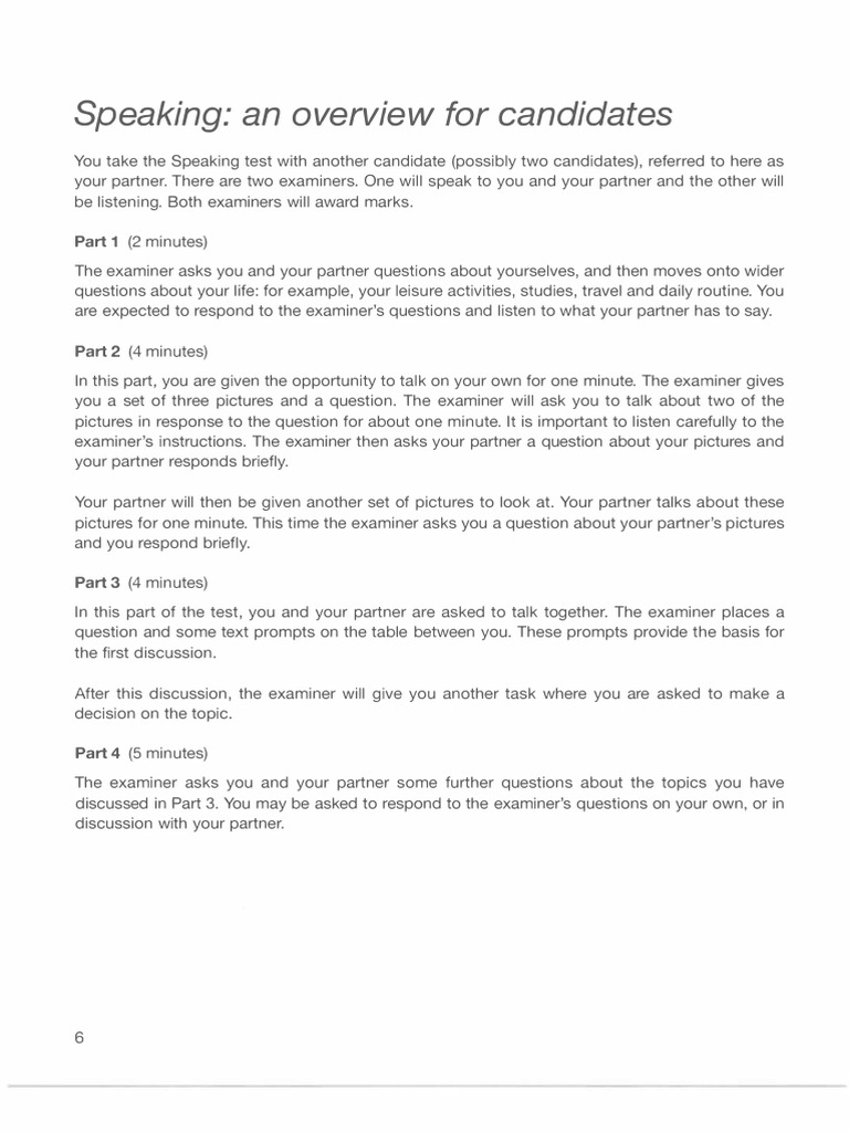 Speaking Test Overview for Candidates | PDF