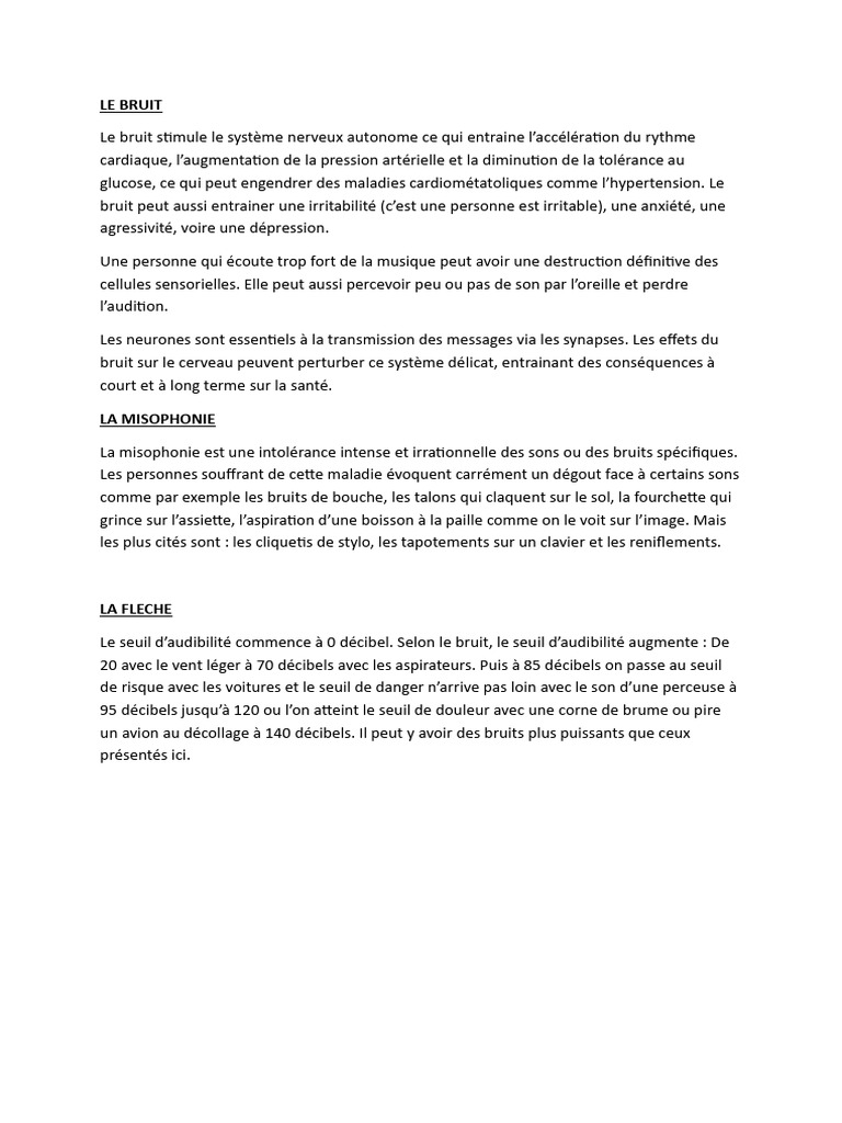 Impact du bruit sur la santé humaine | PDF