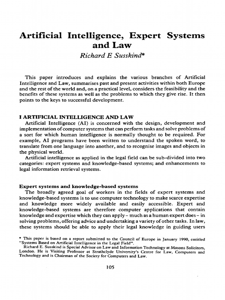 AI and Expert Systems in Law | PDF | Artificial Intelligence ...