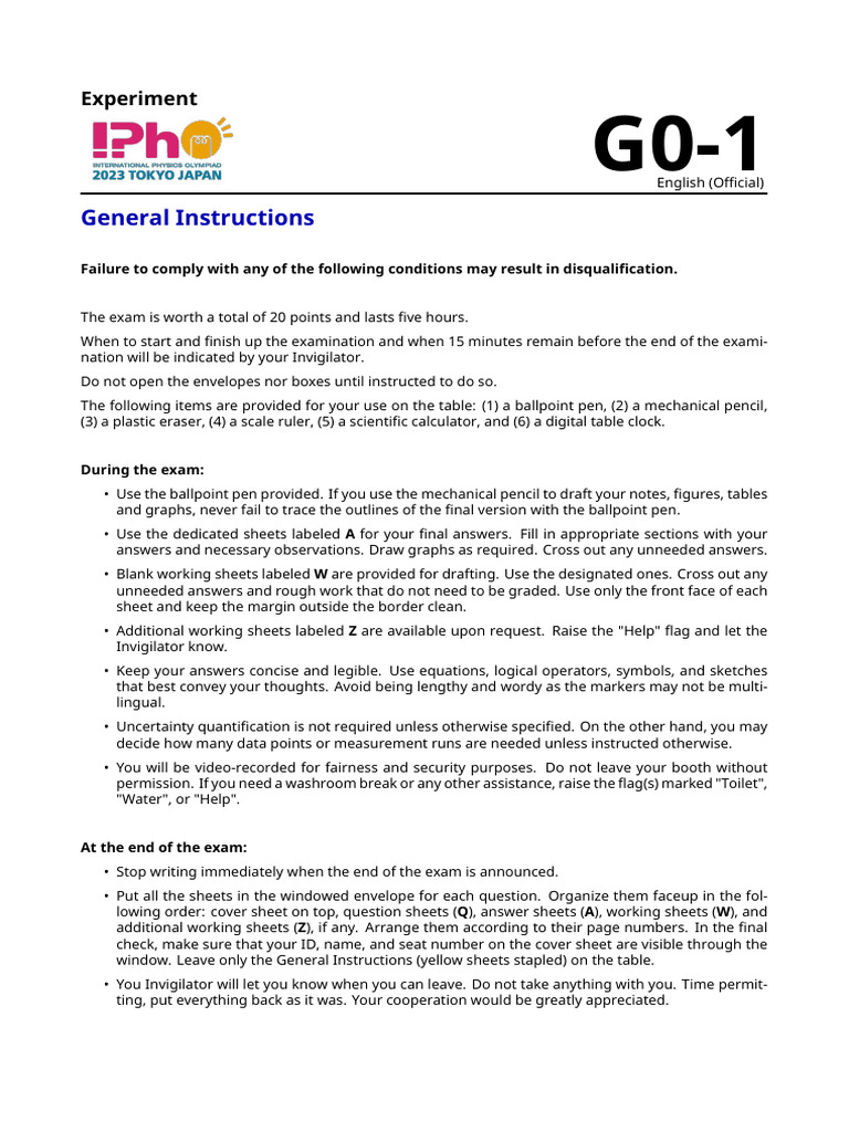 Exam Instructions and Guidelines | PDF