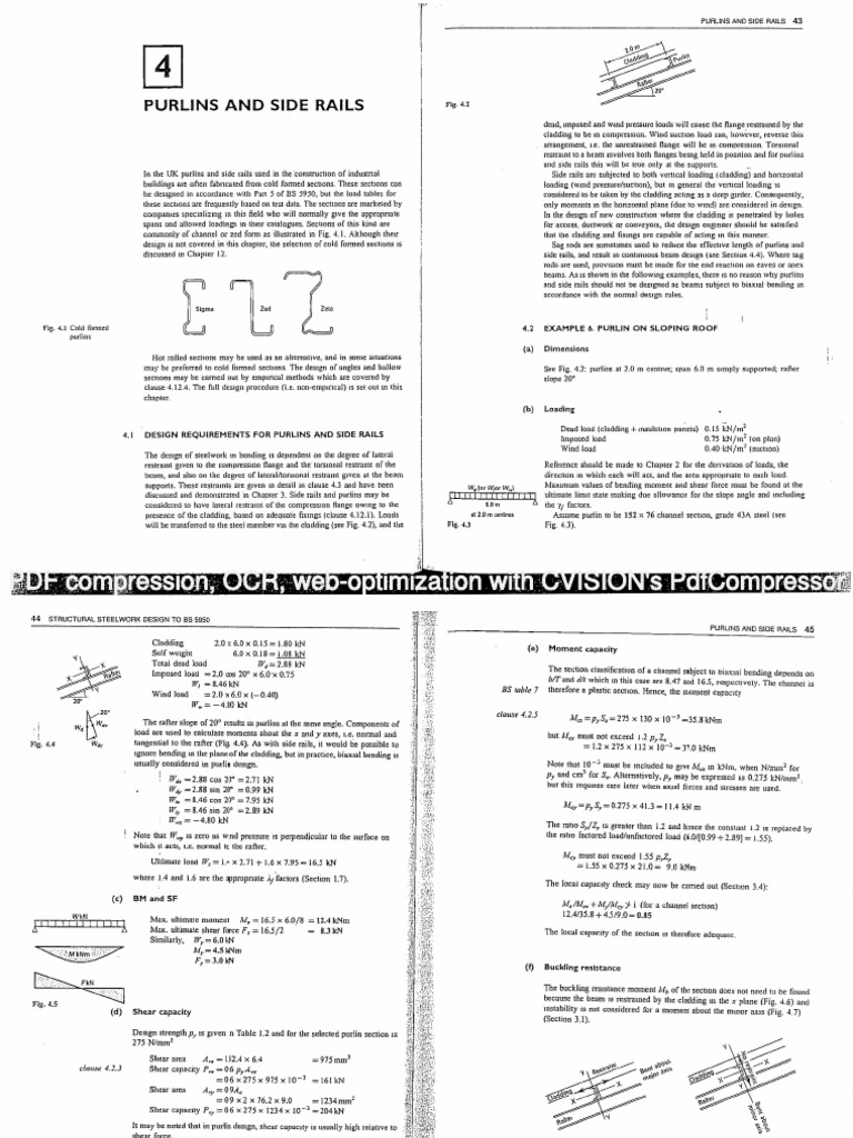 Design of Purlins and Side Rails | PDF | Beam (Structure) | Bending