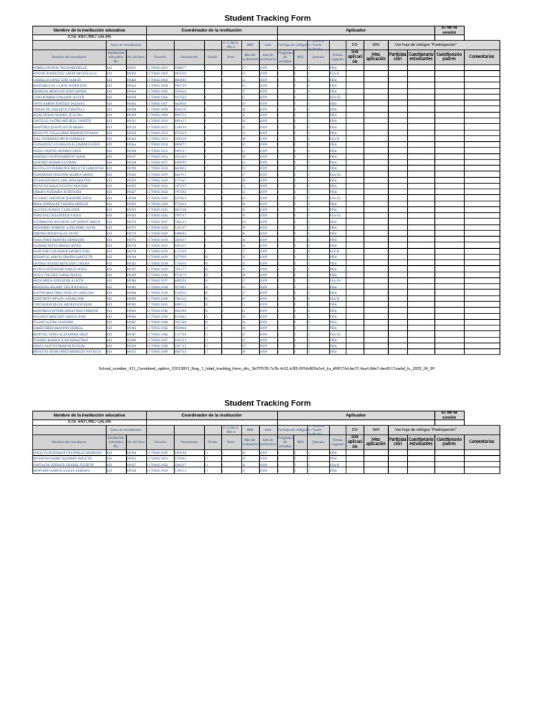 School Number 421 Student Tracking Form | PDF