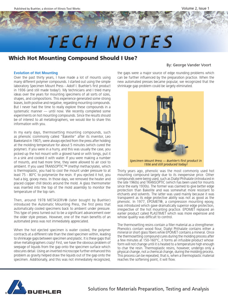 Choosing the Right Hot Mount Compound | PDF | Mechanical Engineering ...
