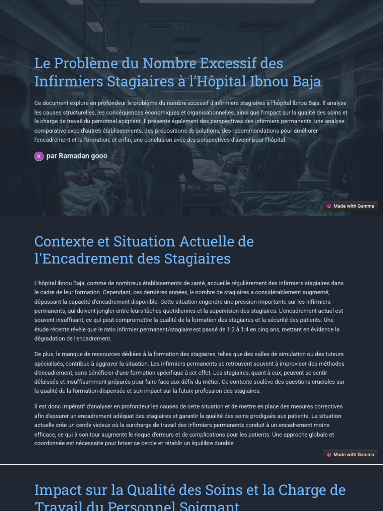 Problème des Infirmiers Stagiaires à l'Hôpital | PDF | Allaitement ...