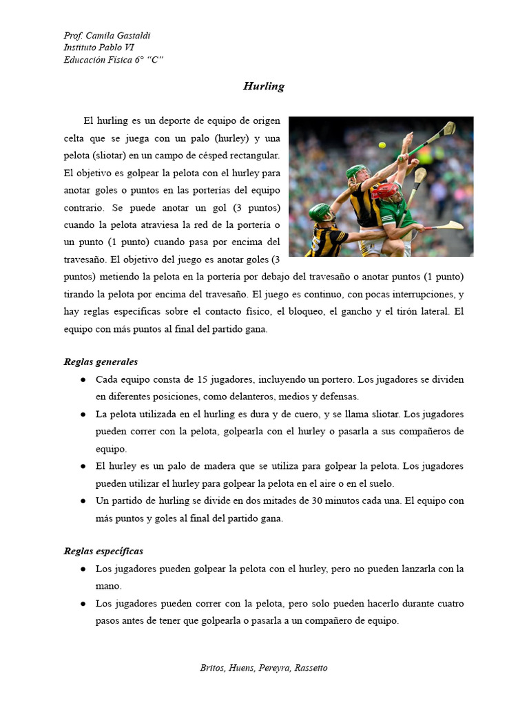 Hurling e Intercrosse | PDF | Reglas y regulaciones deportivas | Juegos ...