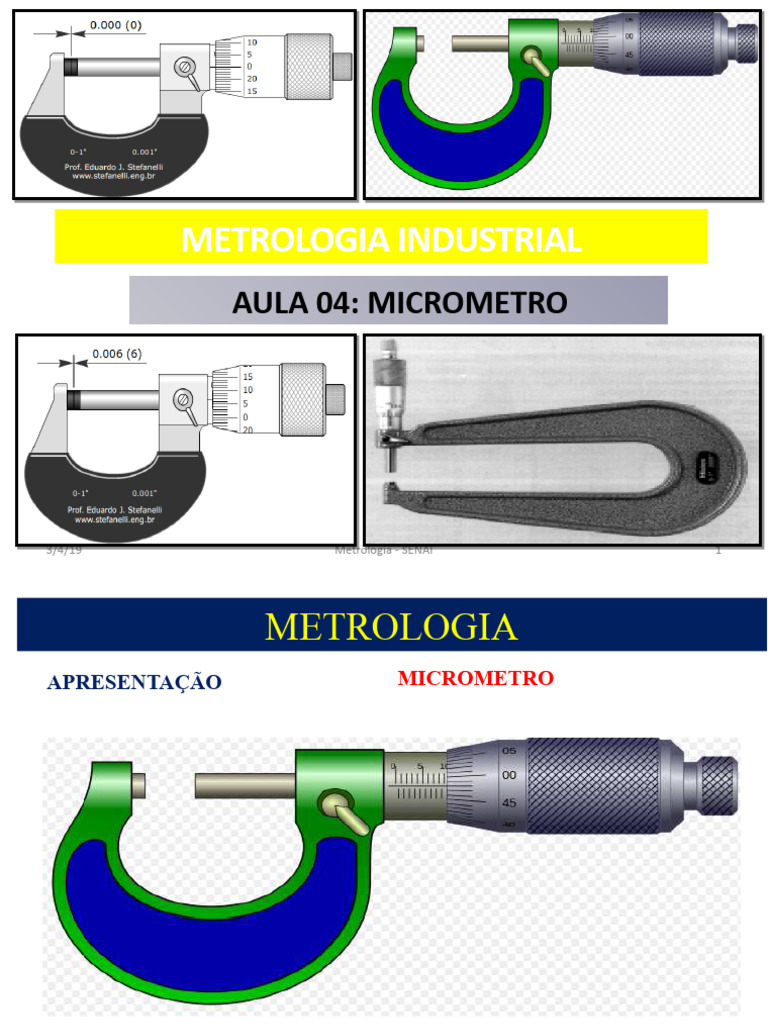 Tipos e Funcionamento do Micrômetro | PDF | Parafuso | Instrumento de ...