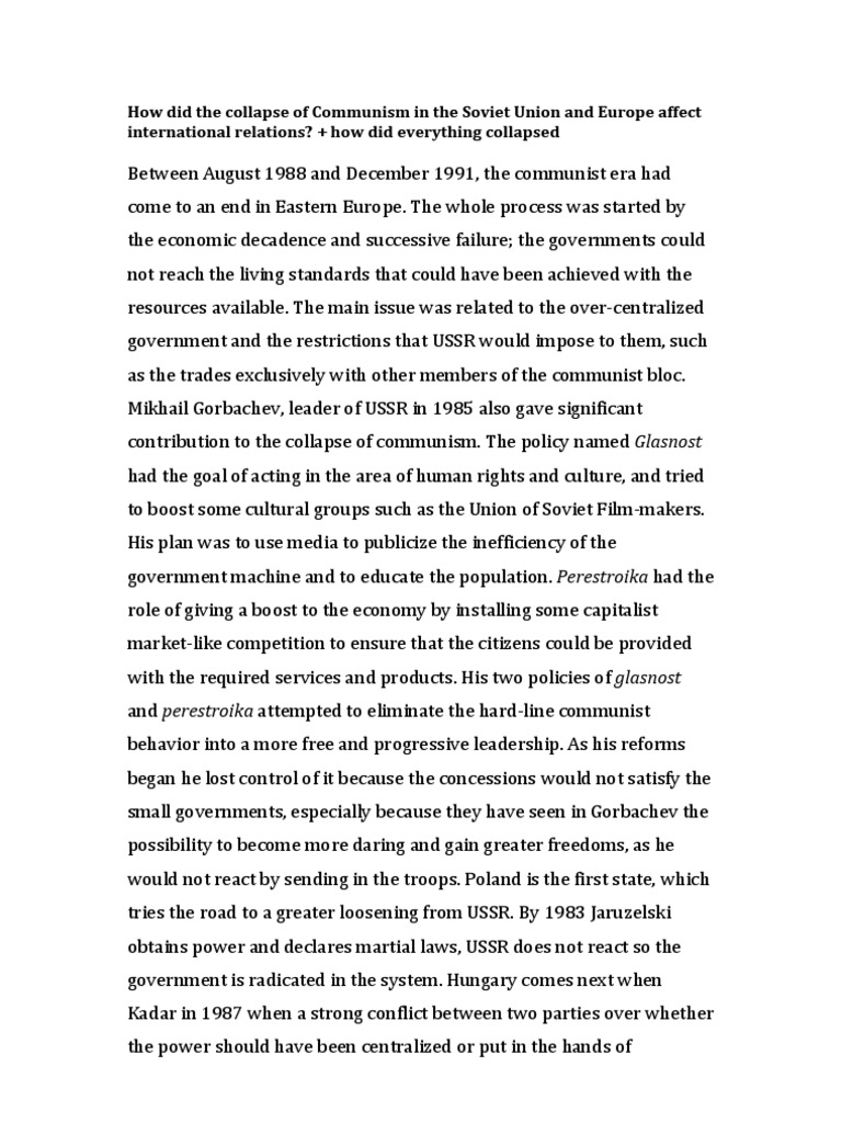 History Essay Cold War PDF Revolutions Of 1989 Soviet Union