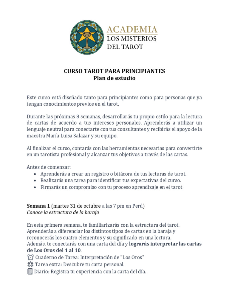 Curso de Tarot para Principiantes | PDF | Tarot | Cognición